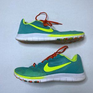 Nike Free 3.0 Advantage Womens 9.5 Teal Yellow Running Shoes Sneakers 579964-300
